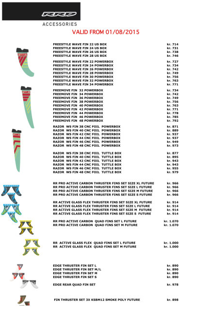 RRD windsurf finner - priser